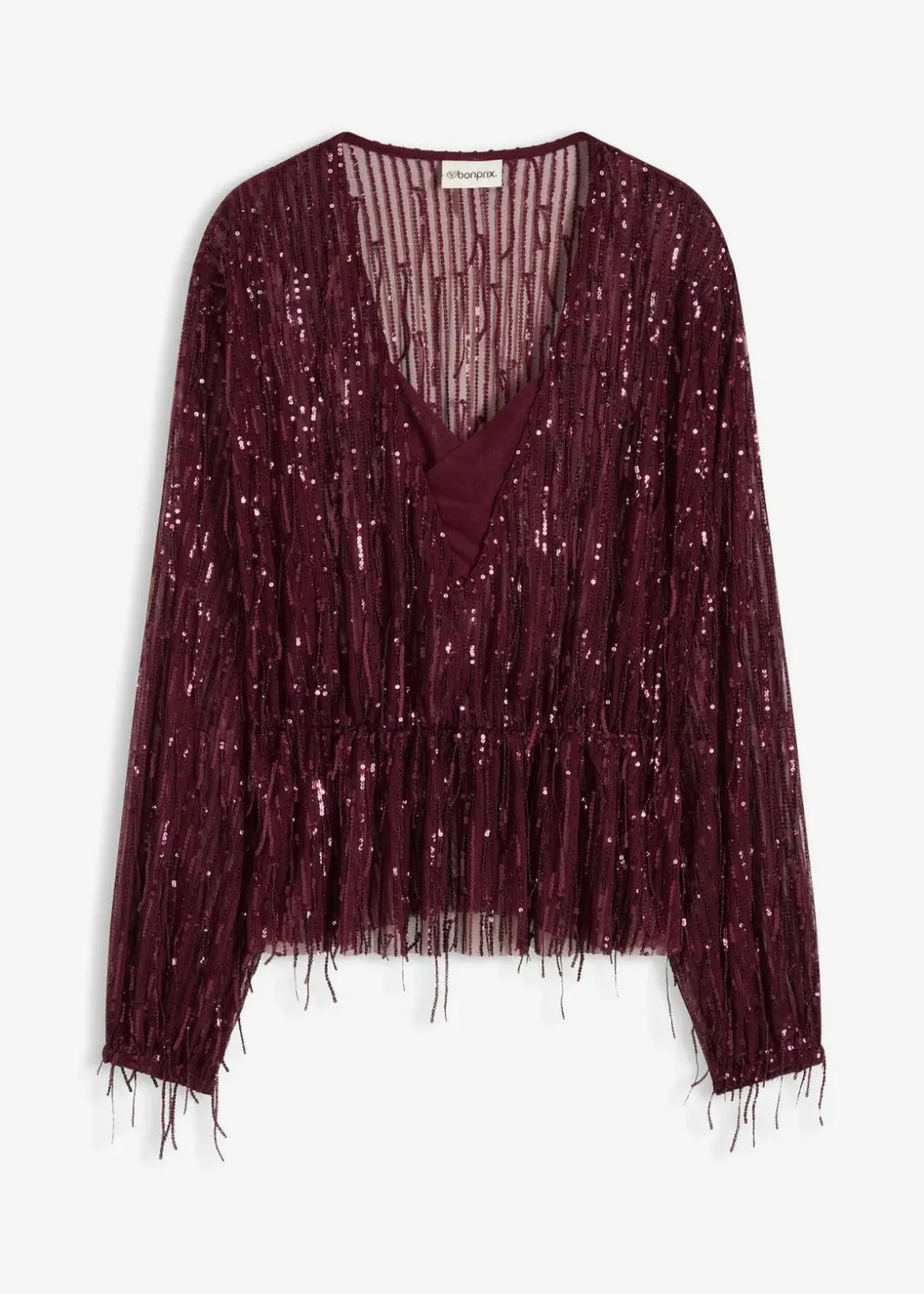Damen bonprix Blusen & Tuniken|Bekleidung·Jacken & Mäntel|Pailletten-Bluse mit Fransen