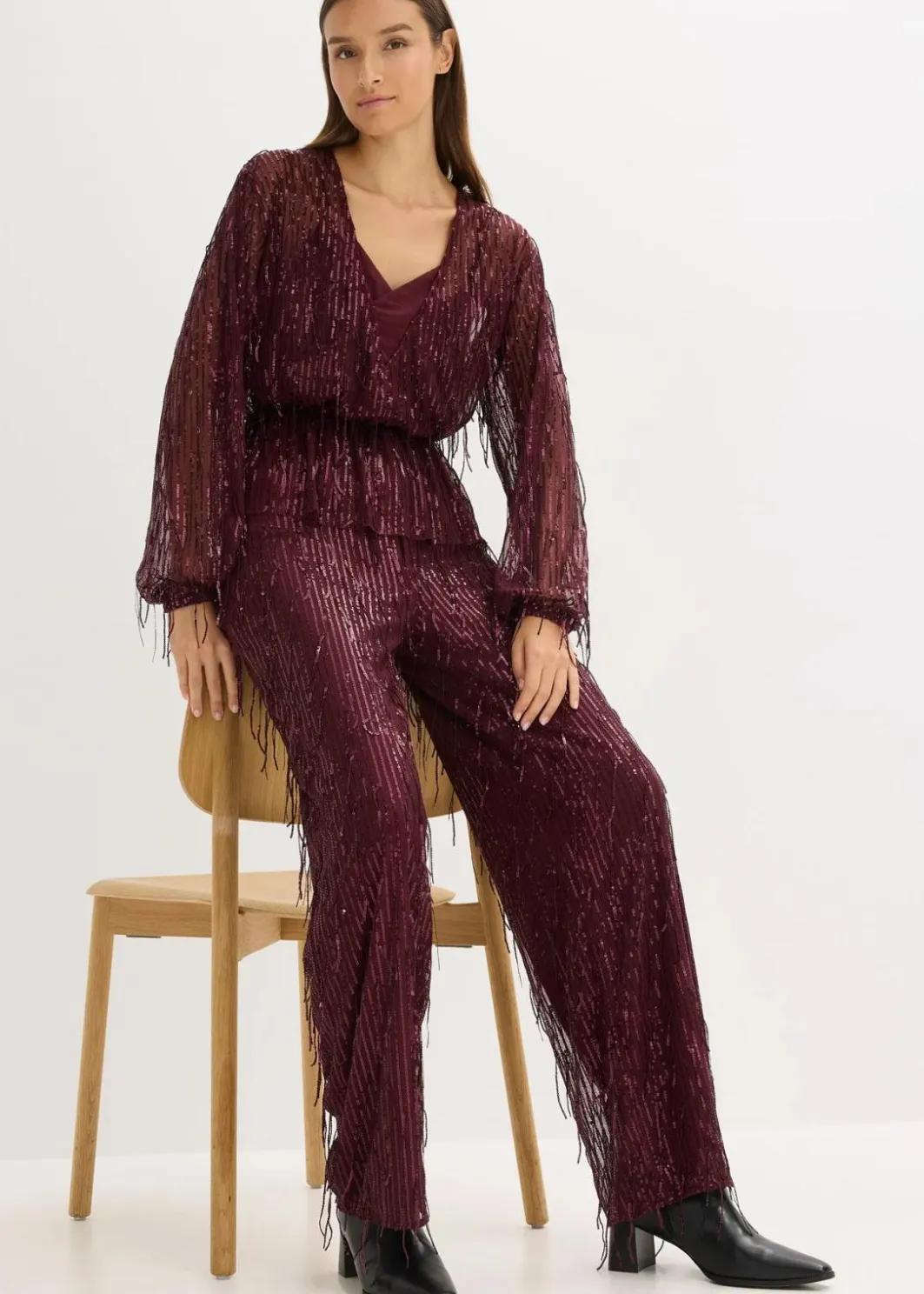 New Paillettenhose mit Fransen Damen Hosen|Bekleidung·Kleider