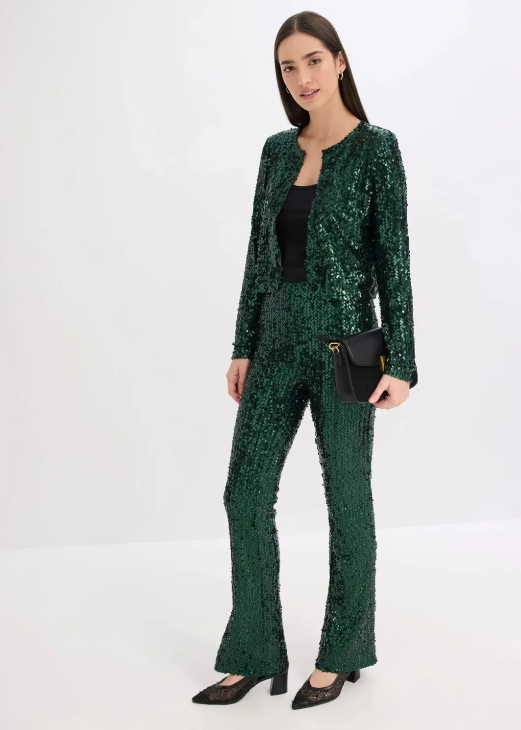 Damen bonprix Bekleidung·Hosen|Zweiteiler & Sets|Pailletten-Jacke