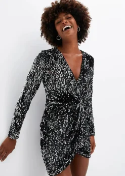 Clearance Paillettenkleid aus softem Samt Damen Kurzgrößen|Bekleidung·Pullover & Strickjacken