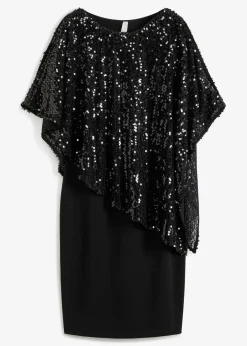 Damen bonprix Kleider|Paillettenkleid mit Überwurf