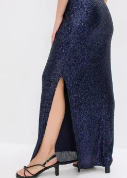 Damen bonprix Bekleidung·Pullover & Strickjacken|Festliche Mode|Paillettenkleid mit Carmen-Ausschnitt