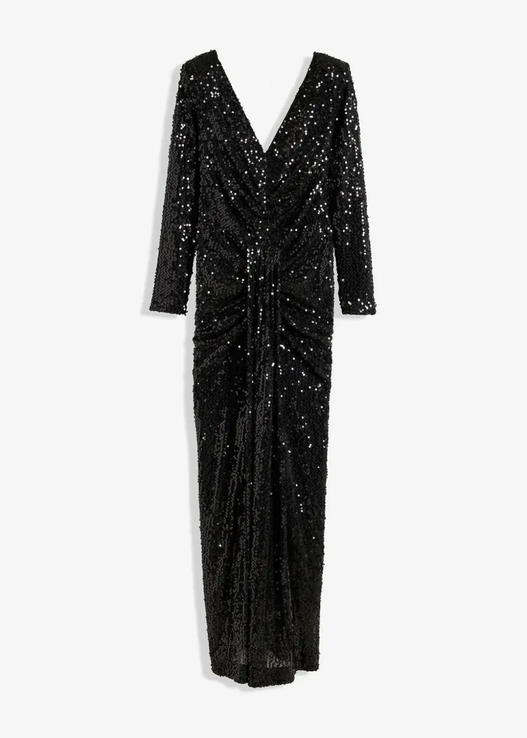 Damen bonprix Kurzgrößen|Kurzgrößen|Paillettenkleid mit Drapierung