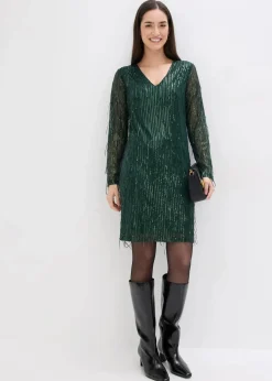 Damen bonprix Bekleidung·Pullover & Strickjacken|Kleider|Paillettenkleid mit Fransen