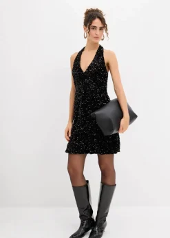 Clearance Paillettenkleid mit Neckholder Damen Kleider