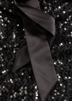 Damen bonprix Kleider|Bekleidung·Pullover & Strickjacken|Paillettenkleid mit Schleifendetail