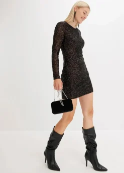 Damen bonprix Bekleidung·Pullover & Strickjacken|Kleider|Paillettenkleid mit Schulterpolstern