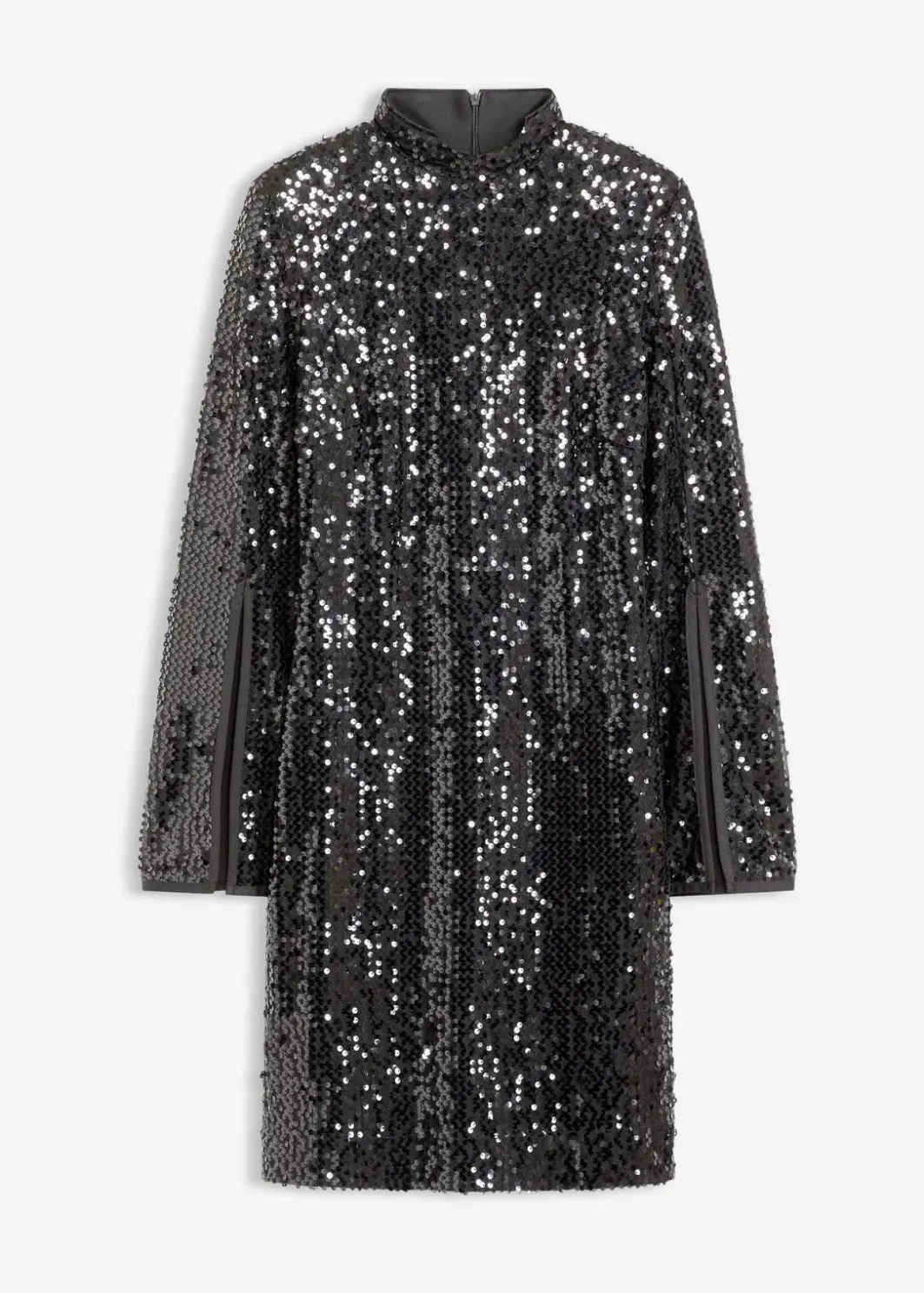 Damen bonprix Kleider|Bekleidung·Pullover & Strickjacken|Paillettenkleid mit Trompeten-Ärmel