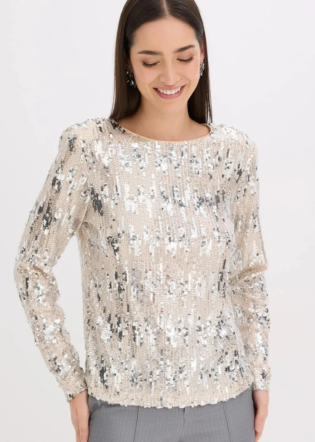 Hot Pailletten-Langarmshirt Damen Shirts & Tops