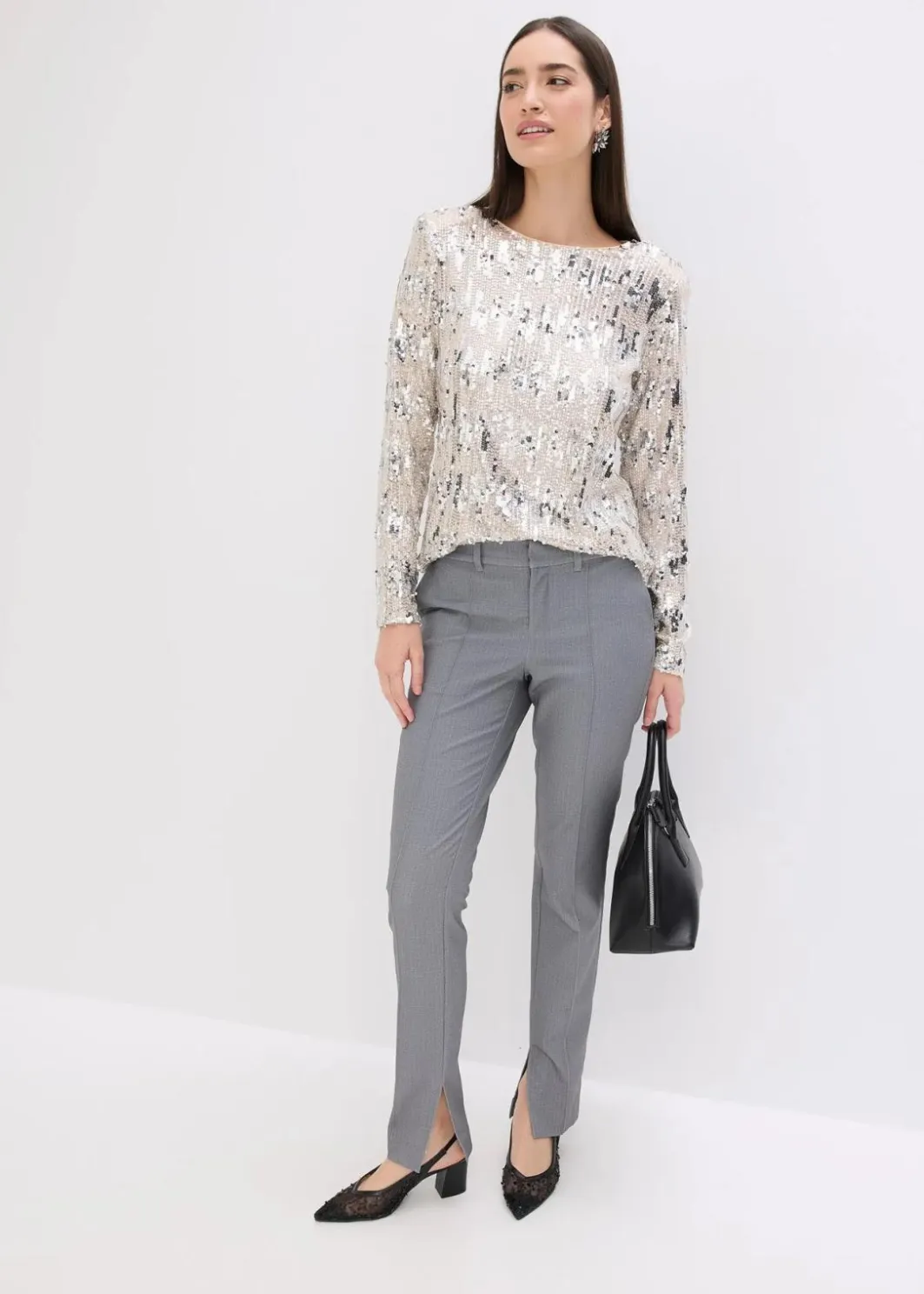 Hot Pailletten-Langarmshirt Damen Shirts & Tops