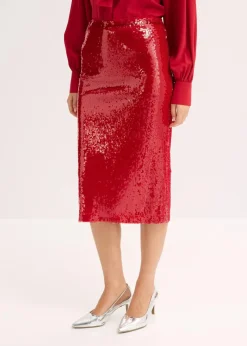 Damen bonprix Röcke|Bekleidung·Sportbekleidung|Pailletten-Midirock