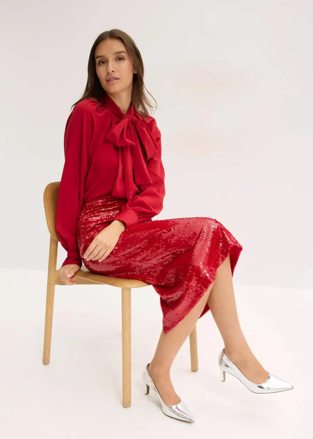 Damen bonprix Röcke|Bekleidung·Sportbekleidung|Pailletten-Midirock