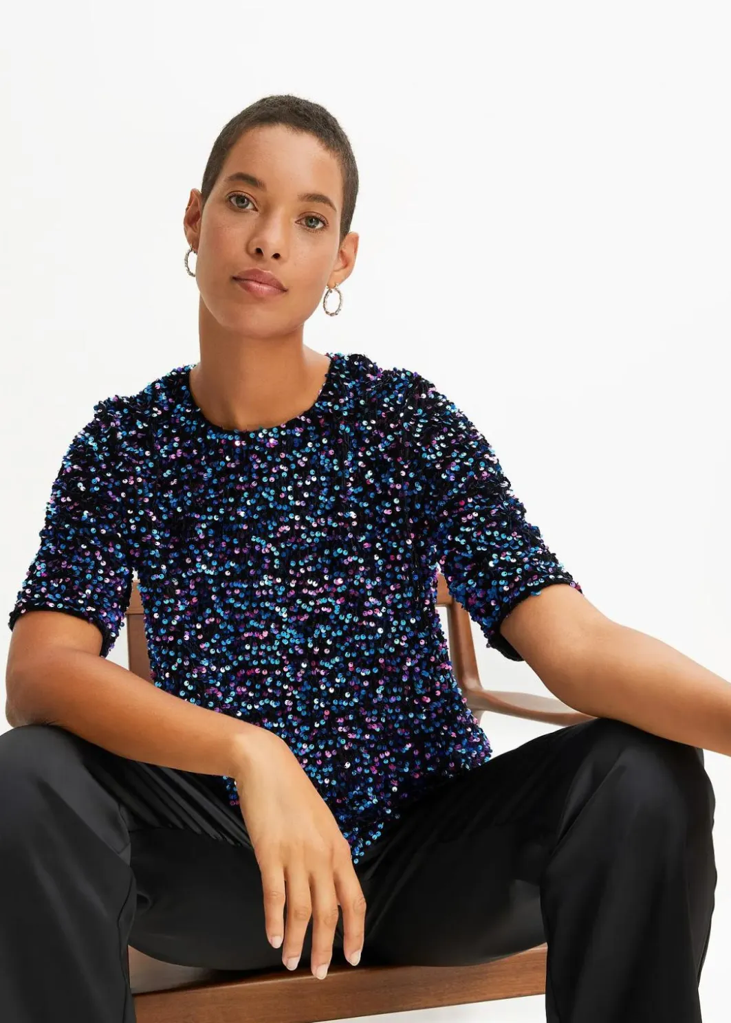 Damen bonprix Shirts & Tops|Pailletten-Shirt
