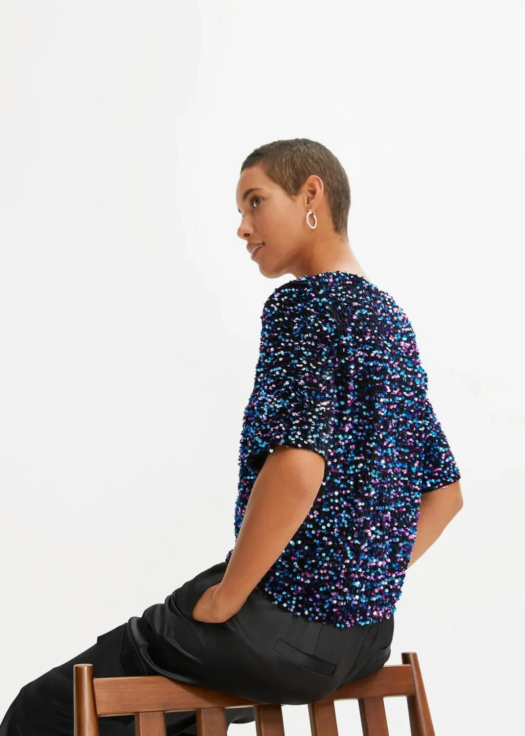 Damen bonprix Shirts & Tops|Pailletten-Shirt