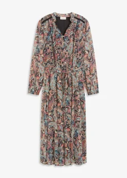 Damen bonprix Kurzgrößen|Bekleidung·Pullover & Strickjacken|Paisleykleid aus Chiffon