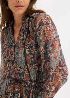 Damen bonprix Kurzgrößen|Bekleidung·Pullover & Strickjacken|Paisleykleid aus Chiffon