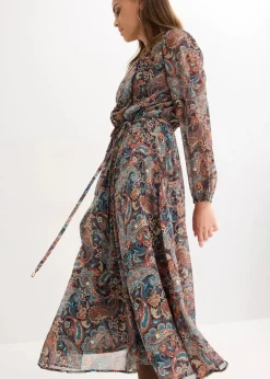 Damen bonprix Kurzgrößen|Bekleidung·Pullover & Strickjacken|Paisleykleid aus Chiffon