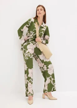 Outlet Palazzo-Hose aus fließendem Satin Damen Bekleidung·Kleider|Zweiteiler & Sets
