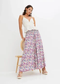 Damen bonprix Hosen|Kurzgrößen|Palazzo-Hose aus fließender Viskose