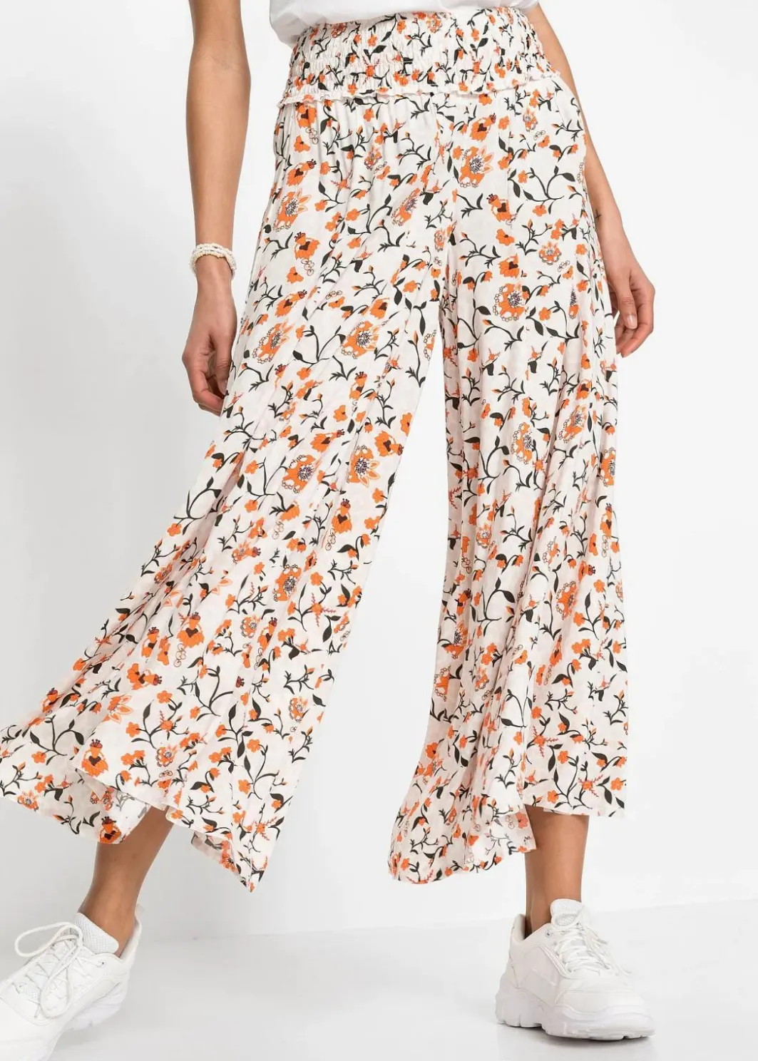 Damen bonprix Kurzgrößen|Bekleidung·Kleider|Palazzo-Hose aus fließender Viskose