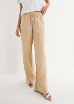 Clearance Palazzo-Hose aus leichtem Leinen-Viskose-Mix Damen Hosen|Bekleidung·Kleider