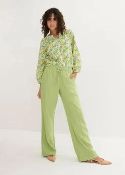 Damen bonprix Hosen|Bekleidung·Kleider|Palazzo-Hose aus leichtem Leinen-Viskose-Mix