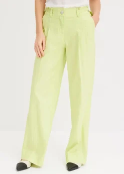 Damen bonprix Bekleidung·Kleider|Hosen|Palazzo-Hose aus leichtem Leinen-Mix
