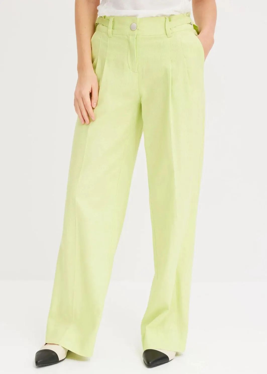 Damen bonprix Bekleidung·Kleider|Hosen|Palazzo-Hose aus leichtem Leinen-Mix
