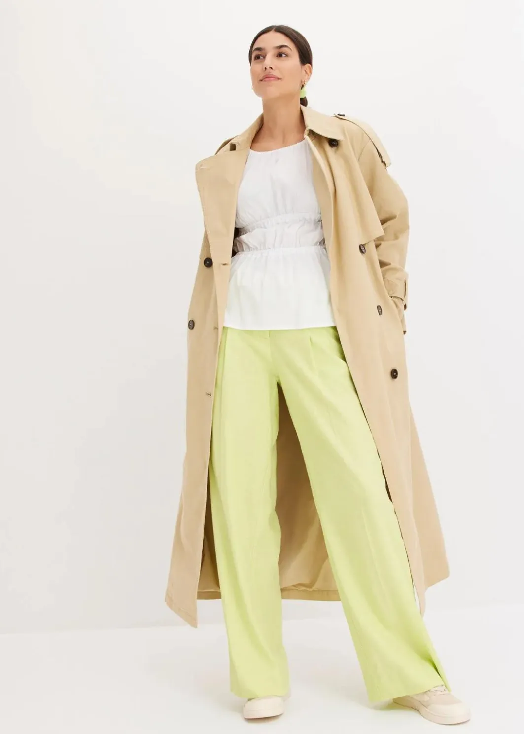 Damen bonprix Bekleidung·Kleider|Hosen|Palazzo-Hose aus leichtem Leinen-Mix