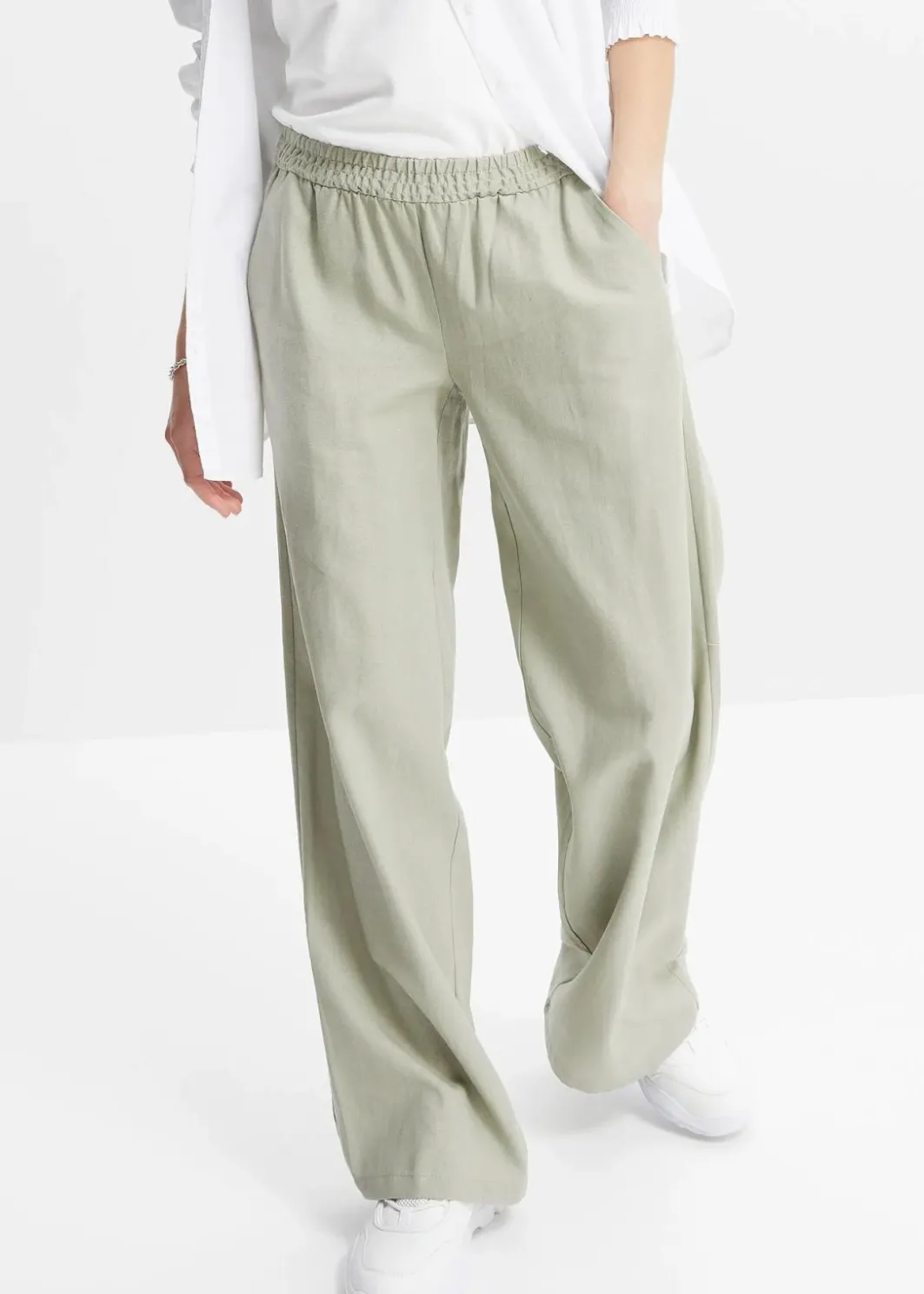 Damen bonprix Bekleidung·Kleider|Hosen|Palazzo-Hose aus Leinen