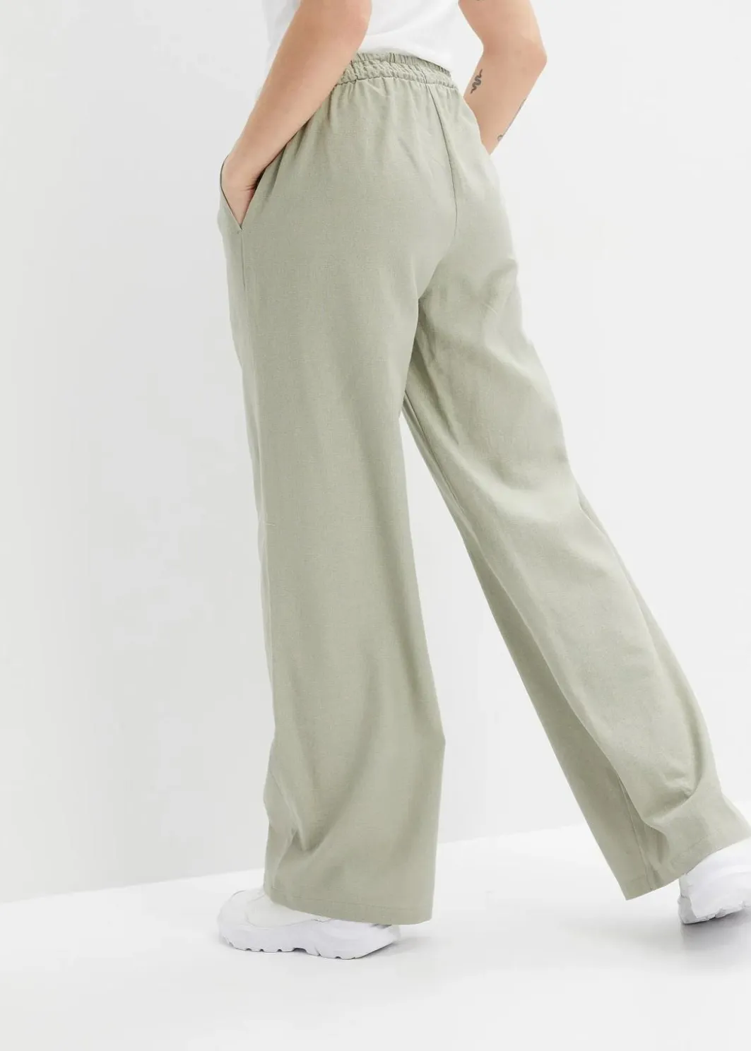 Damen bonprix Bekleidung·Kleider|Hosen|Palazzo-Hose aus Leinen
