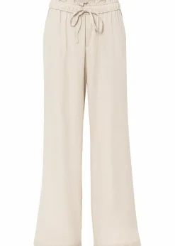 Damen bonprix Hosen|Kurzgrößen|Palazzo-Hose aus luftigem Leinen-Mix