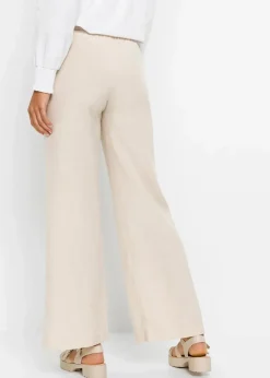 Damen bonprix Hosen|Kurzgrößen|Palazzo-Hose aus luftigem Leinen-Mix
