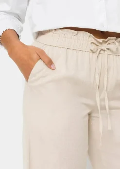 Damen bonprix Hosen|Kurzgrößen|Palazzo-Hose aus luftigem Leinen-Mix