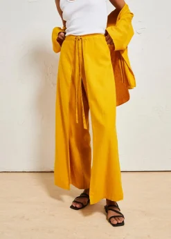 Damen bonprix Bekleidung·Kleider|Hosen|Palazzo-Hose aus luftigem Leinen-Mix