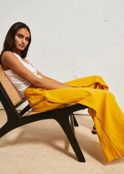Damen bonprix Bekleidung·Kleider|Hosen|Palazzo-Hose aus luftigem Leinen-Mix