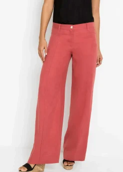 Damen bonprix Kurzgrößen|Bekleidung·Kleider|Palazzo-Hose aus luftigem Leinen-Mix