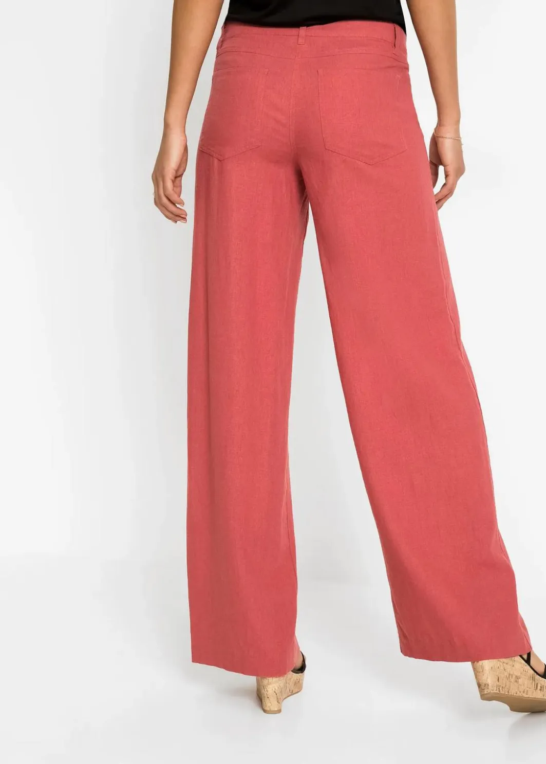 Damen bonprix Kurzgrößen|Bekleidung·Kleider|Palazzo-Hose aus luftigem Leinen-Mix