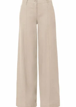 Damen bonprix Kurzgrößen|Bekleidung·Kleider|Palazzo-Hose aus luftigem Leinen-Mix