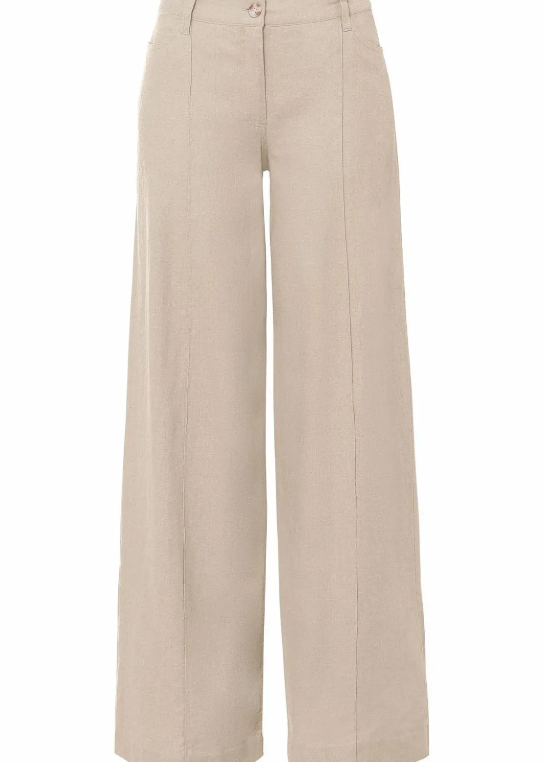 Damen bonprix Kurzgrößen|Bekleidung·Kleider|Palazzo-Hose aus luftigem Leinen-Mix