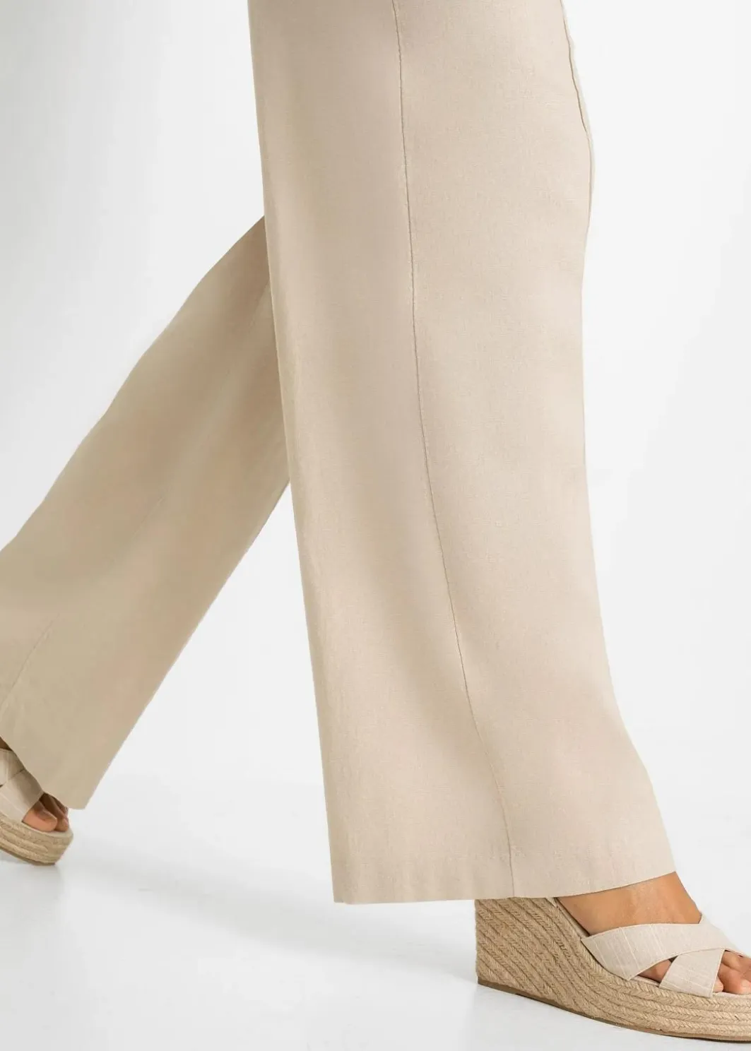 Damen bonprix Kurzgrößen|Bekleidung·Kleider|Palazzo-Hose aus luftigem Leinen-Mix