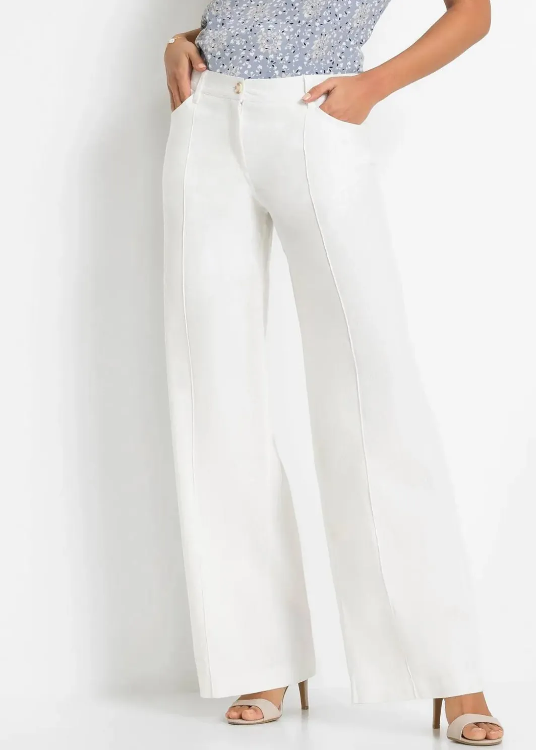 Outlet Palazzo-Hose aus luftigem Leinen-Mix Damen Kurzgrößen|Hosen