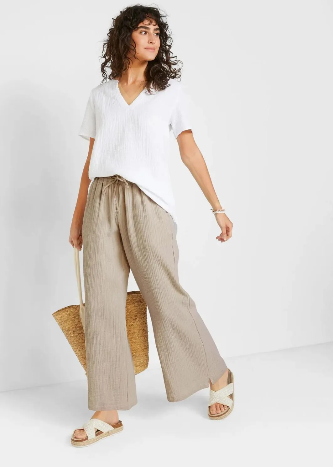 Discount Palazzo-Hose aus Musselin Damen Kurzgrößen|Bekleidung·Kleider
