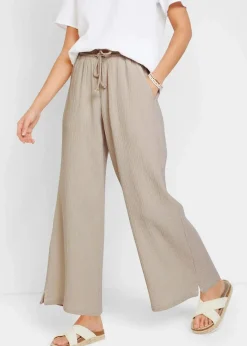 Damen bonprix Hosen|Kurzgrößen|Palazzo-Hose aus Musselin