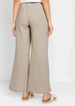 Damen bonprix Hosen|Kurzgrößen|Palazzo-Hose aus Musselin