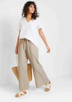 Damen bonprix Hosen|Kurzgrößen|Palazzo-Hose aus Musselin