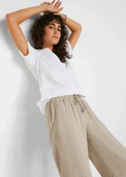 Damen bonprix Hosen|Kurzgrößen|Palazzo-Hose aus Musselin