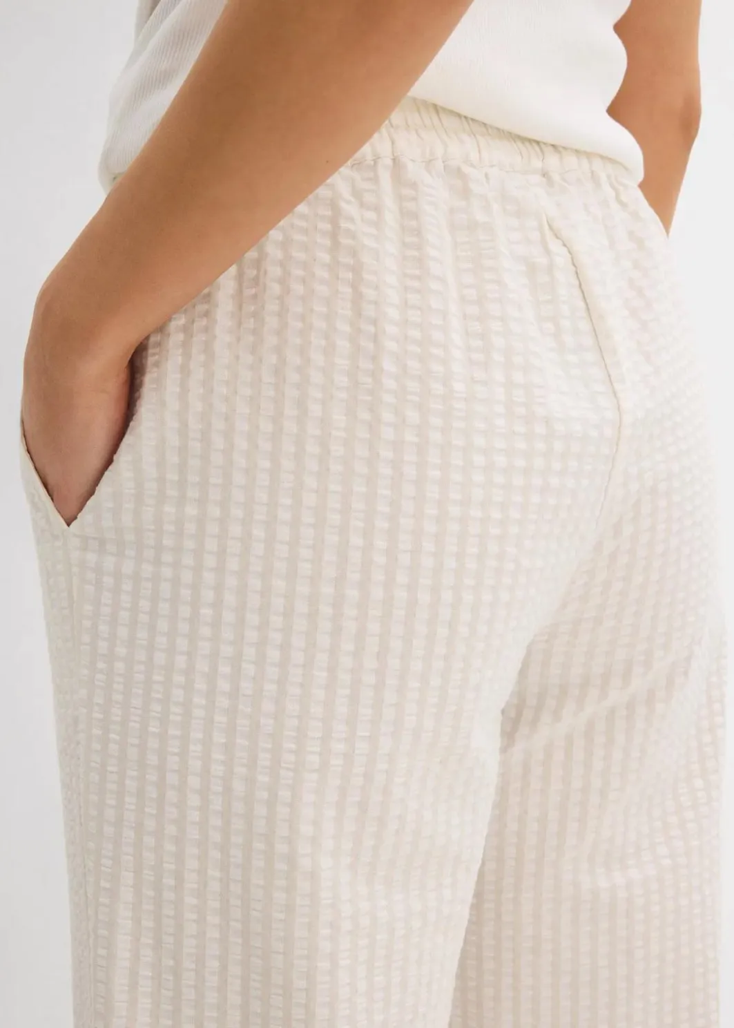 Hot Palazzo-Hose aus Seersucker, 7/8 Länge Damen Bekleidung·Kleider|Hosen