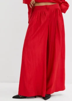 Damen bonprix Hosen|Zweiteiler & Sets|Palazzo-Hose aus strukturiertem Crinkle-Viskose-Mix