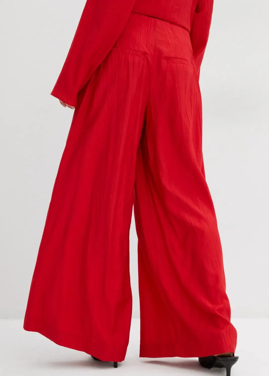 Damen bonprix Hosen|Zweiteiler & Sets|Palazzo-Hose aus strukturiertem Crinkle-Viskose-Mix